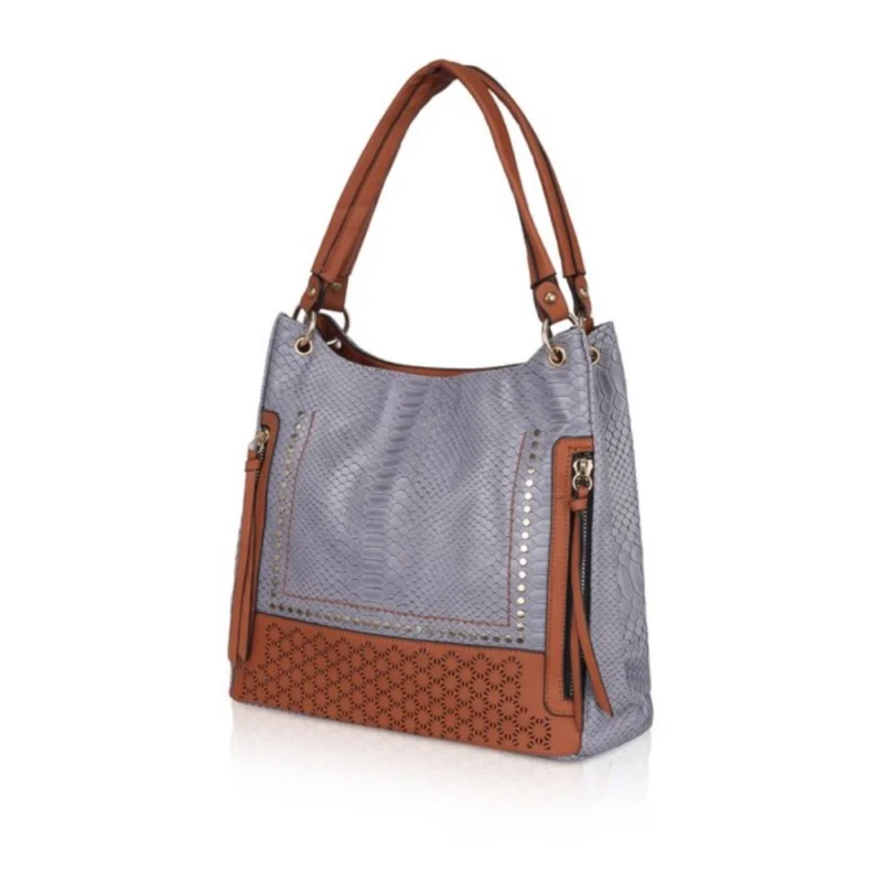 Generic Women's Faux Leather Textured Tote Bag (Blue) - Image 6
