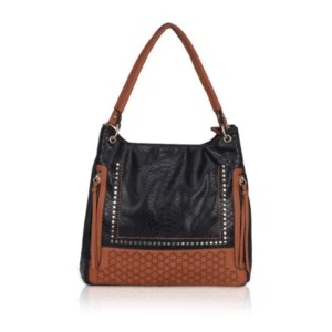 Generic Women's Faux Leather Textured Tote Bag (Black)