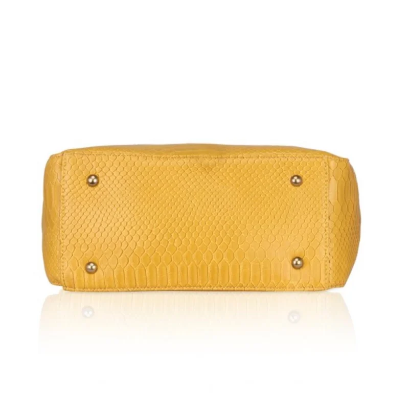 Generic Women's Faux Leather Textured Tote Bag (Yellow) - Image 3