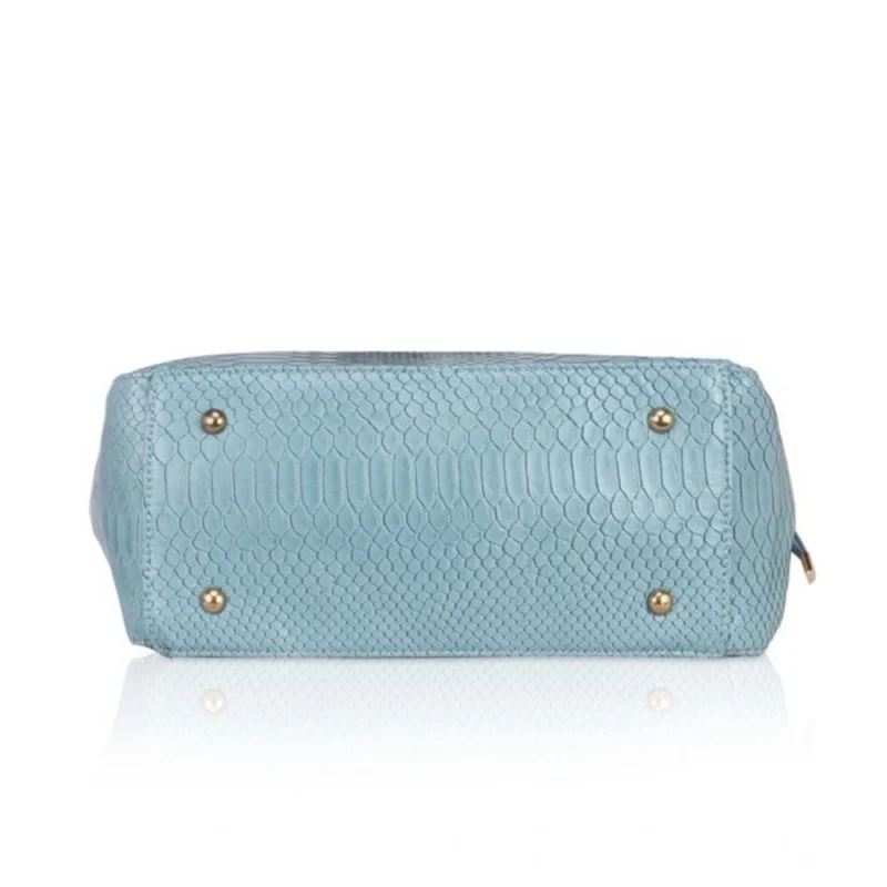 Generic Women's Faux Leather Textured Tote Bag (Blue) - Image 3