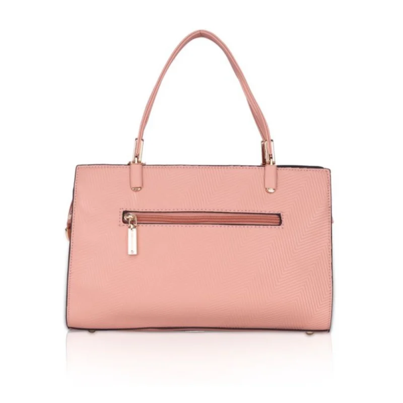 Generic Women's Faux Leather Textured Adjustable Long Belt Handbag (Pink) - Image 4