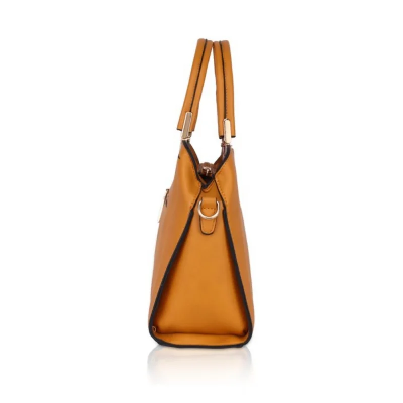 Generic Women's Faux Leather Solid Handbag (Yellow) - Image 5