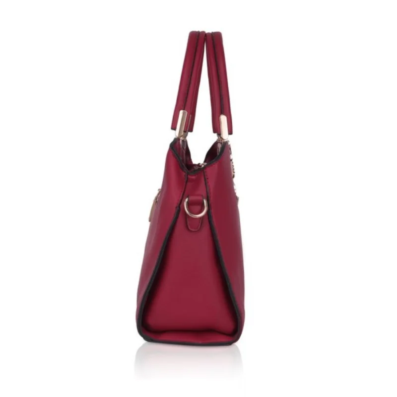 Generic Women's Faux Leather Solid Handbag (Maroon) - Image 5