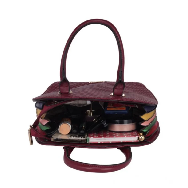 Generic Women's Faux Leather Printed Adjustable Long Belt Handbag (Maroon) - Image 2