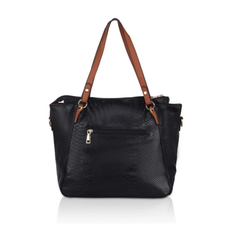 Generic Women's Faux Leather Textured Tote Bag (Black) - Image 4