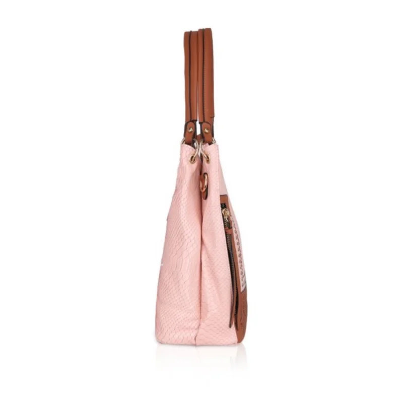 Generic Women's Faux Leather Printed Tote Bag (Pink) - Image 5