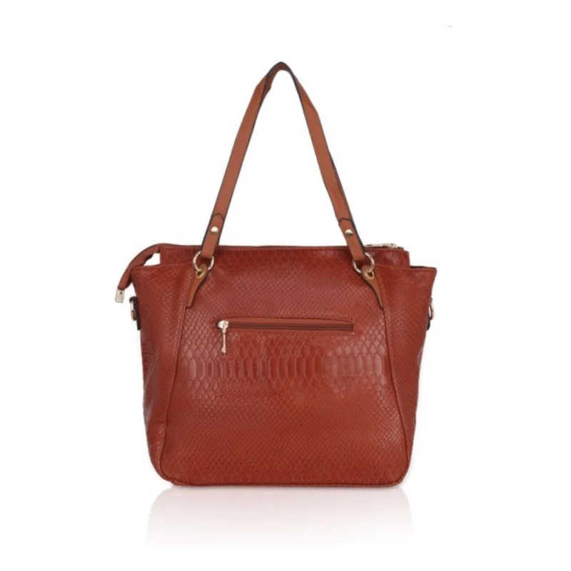 Generic Women's Faux Leather Textured Tote Bag (Brown) - Image 4