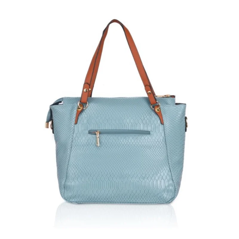 Generic Women's Faux Leather Textured Tote Bag (Blue) - Image 4