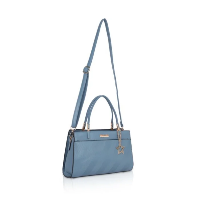 Generic Women's Faux Leather Textured Adjustable Long Belt Handbag (Blue) - Image 2