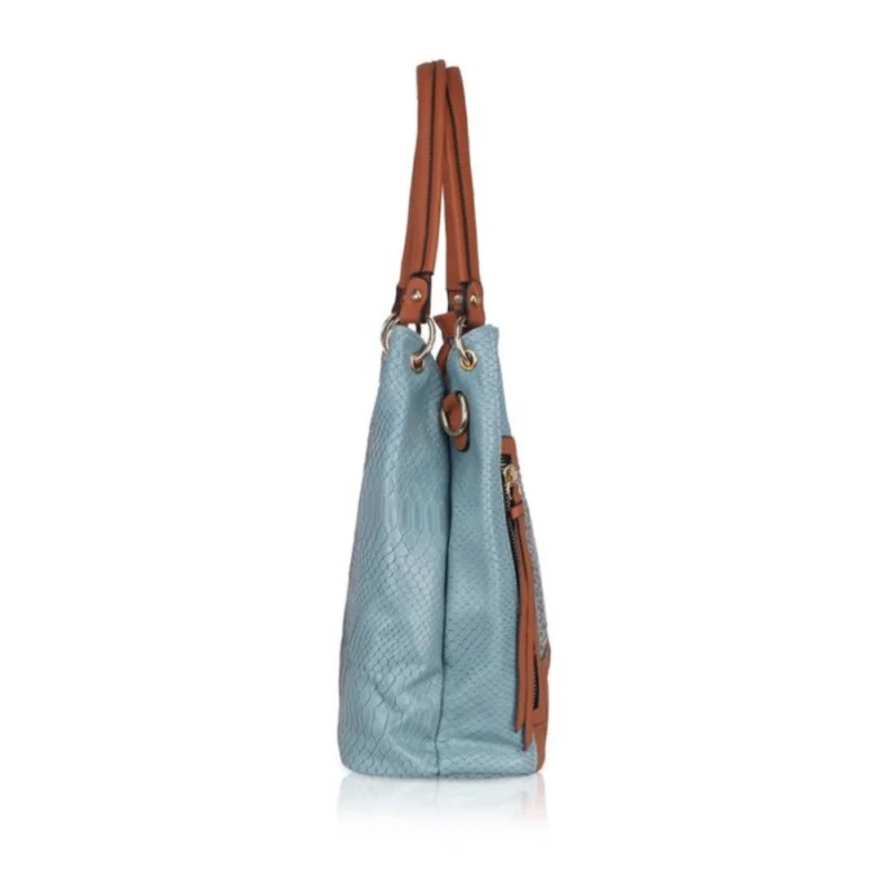 Generic Women's Faux Leather Textured Tote Bag (Grey) - Image 5