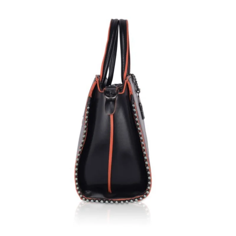 Generic Women's Faux Leather Metal Beads Handbag (Black) - Image 5