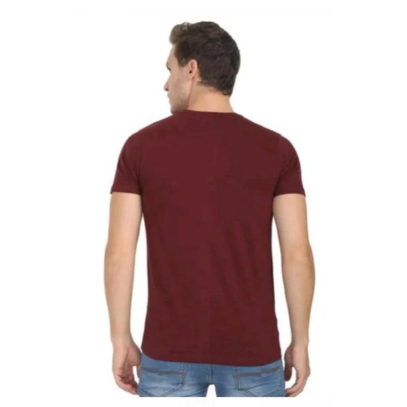 Generic Men's Casual Short Sleeves Cotton Round Neck T-shirt (Maroon) - Image 4