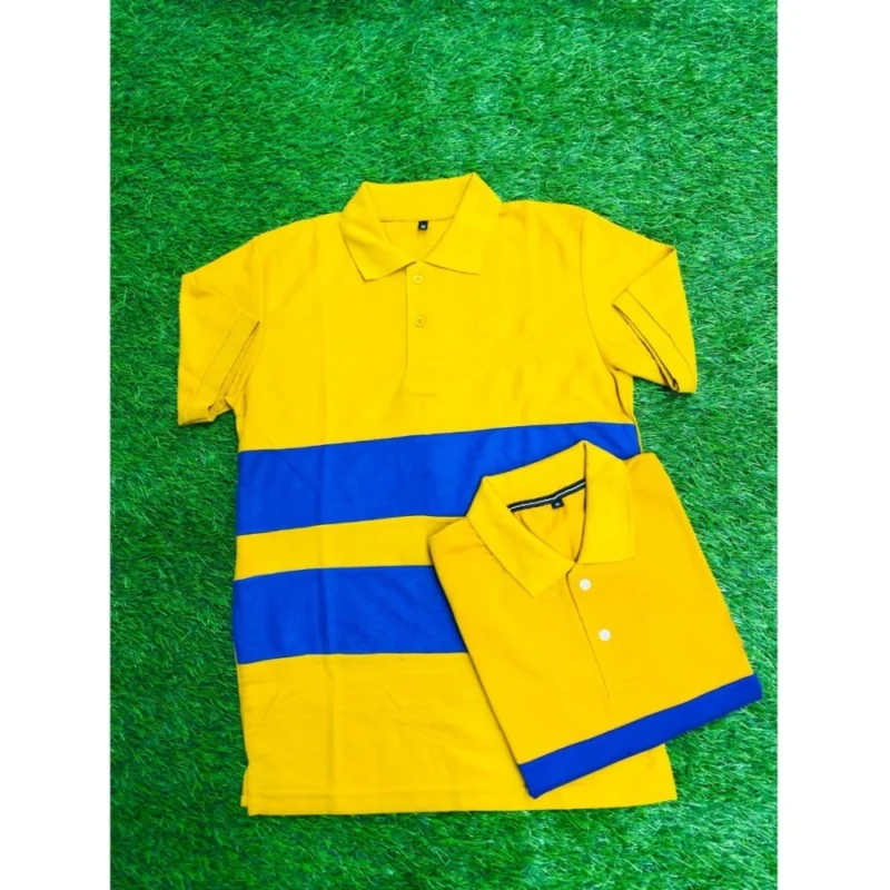 Generic Men's Casual Short Sleeves Cotton Polo Neck T-shirt (Mustard) - Image 3