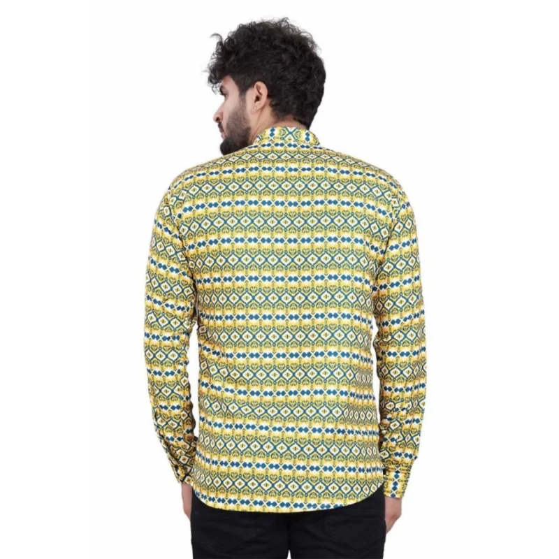 Generic Men's Cotton Blended Printed Full Sleeve Shortkurta (Multicolor) - Image 6