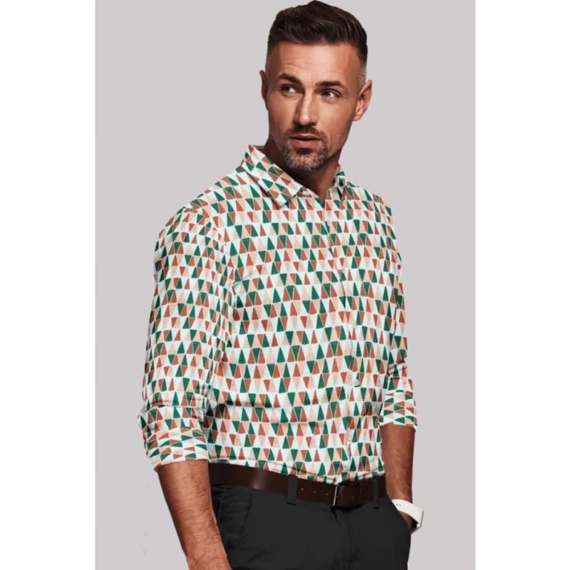 Generic Men's Cotton Blended Printed Full Sleeve Shirt (Multicolor) - Image 4