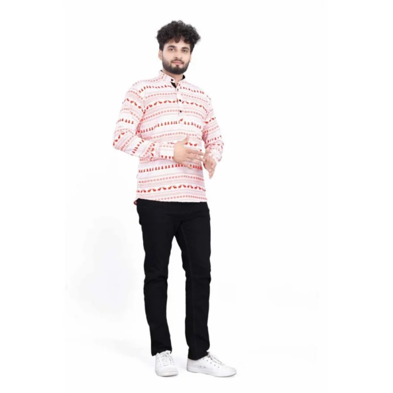 Generic Men's Cotton Blended Printed Full Sleeve Shortkurta (Multicolor) - Image 4