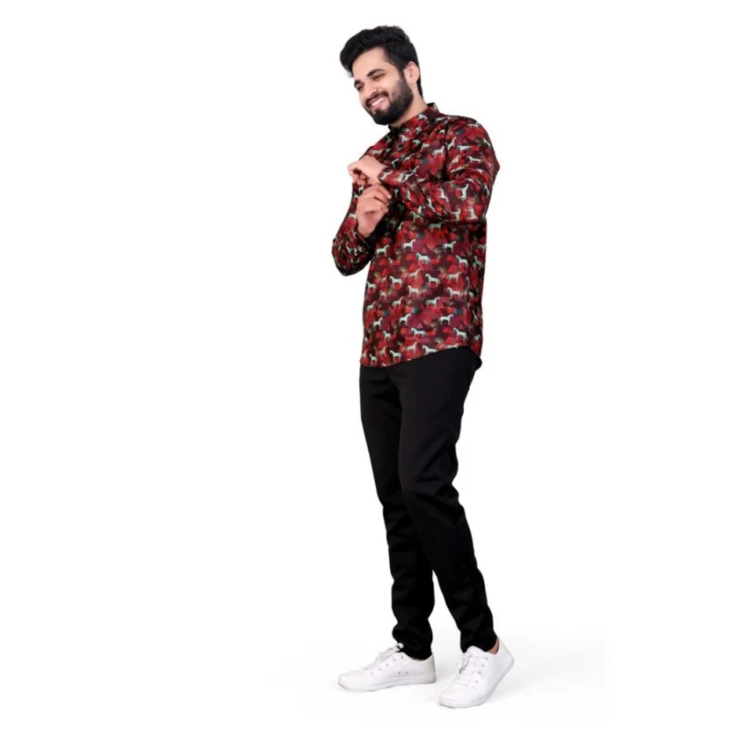 Generic Men's Cotton Blended Printed Full Sleeve Shortkurta (Multicolor) - Image 4