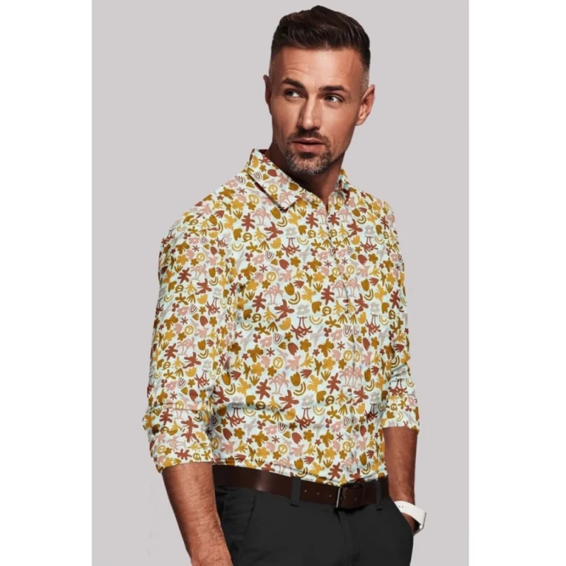 Generic Men's Cotton Blended Printed Full Sleeve Shirt (Multicolor) - Image 4