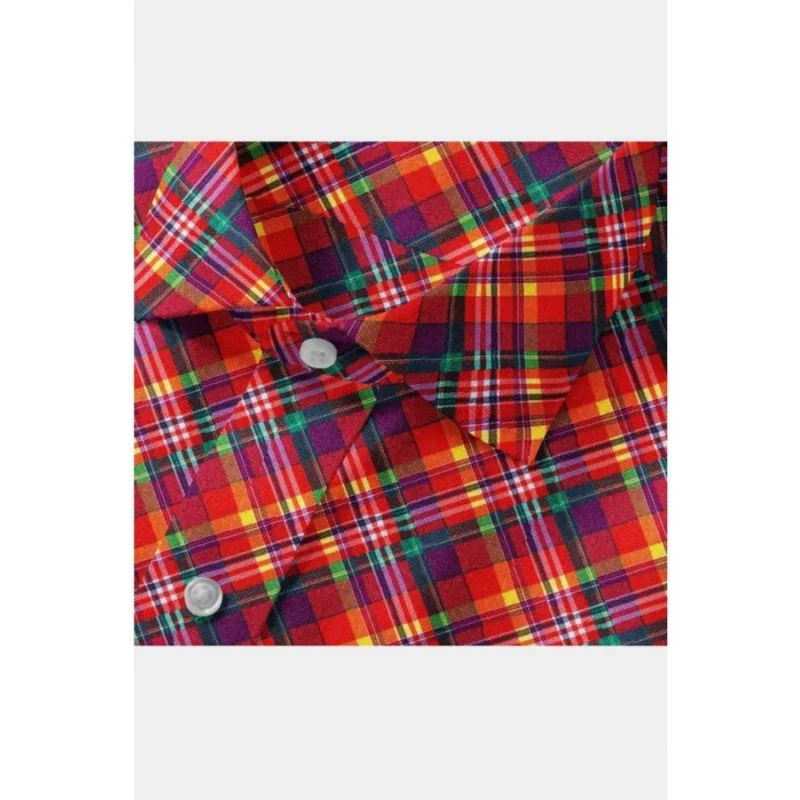 Generic Men's Cotton Blended Checked Full Sleeve Shirt (Red) - Image 2