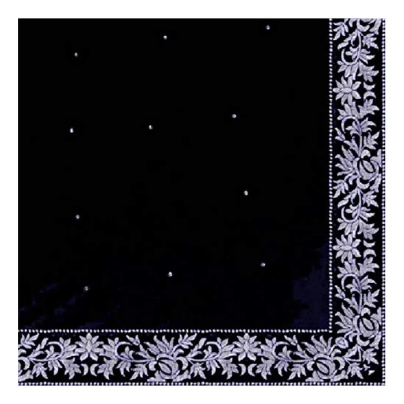 Generic Women's Velvet Embroidered Saree With Unstitched Blouse (Black, 5.5 Mtr) - Image 2