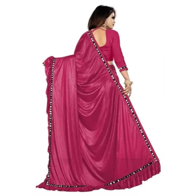 Generic Women's Malai Lining Solid Saree With Unstitched Blouse (Maroon, 5.5 Mtr) - Image 3