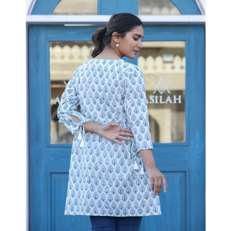 Generic Women's Cotton Printed 3/4 Sleeve Round Neck Tunics (White) - Image 2