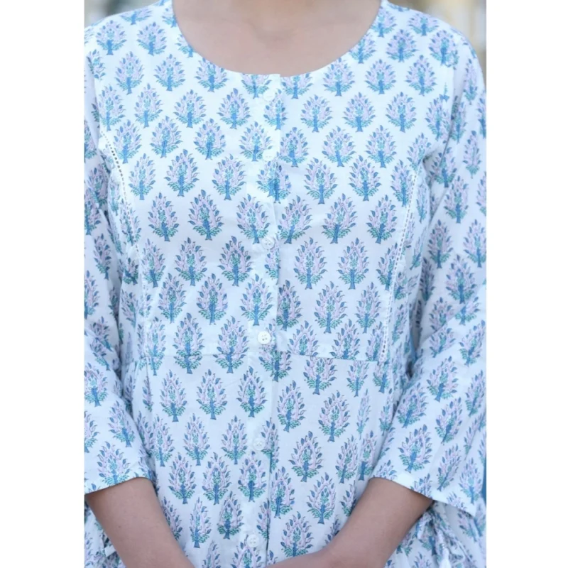 Generic Women's Cotton Printed 3/4 Sleeve Round Neck Tunics (White) - Image 7