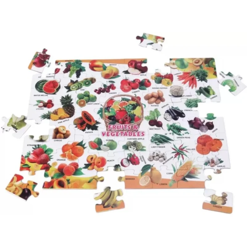 64_Pcs Set Fruits and Vegetables Puzzle | Cardboard | Educational Toys | 4+ Years - Image 4
