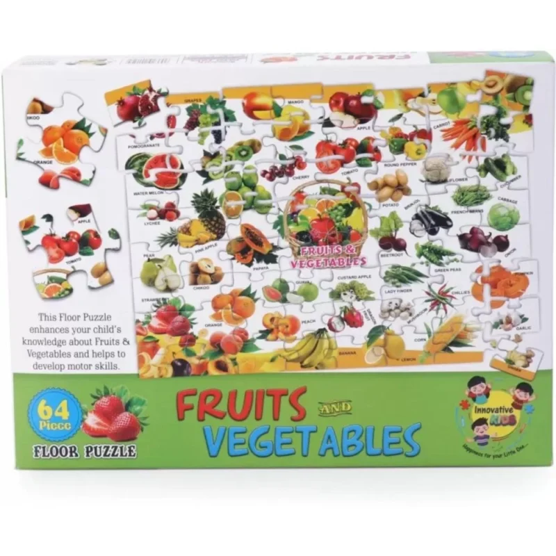 64_Pcs Set Fruits and Vegetables Puzzle | Cardboard | Educational Toys | 4+ Years - Image 3