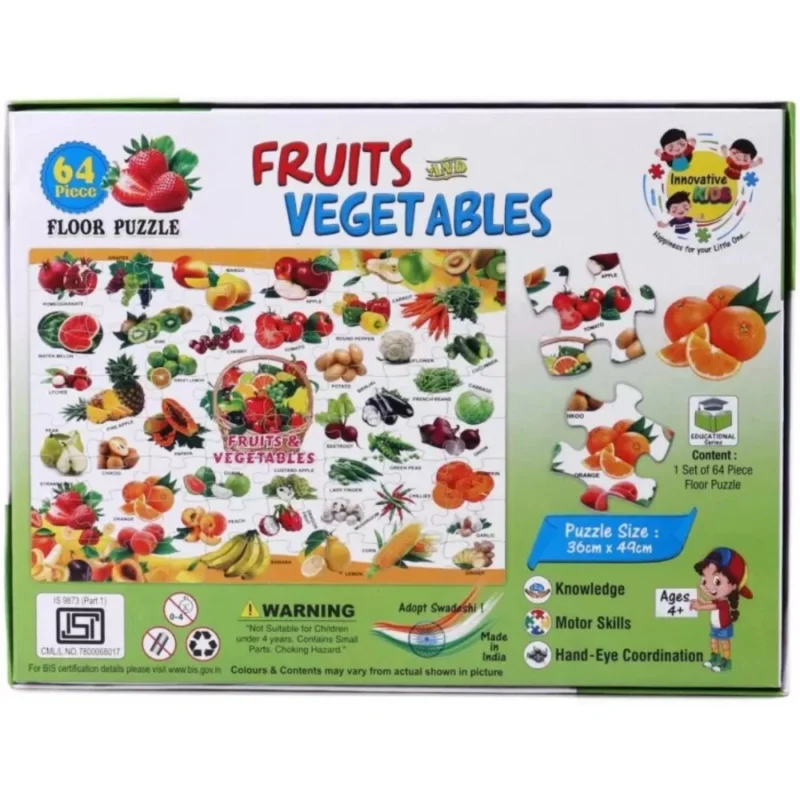 64_Pcs Set Fruits and Vegetables Puzzle | Cardboard | Educational Toys | 4+ Years - Image 2