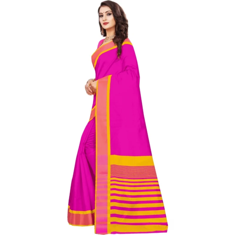 Generic Women's Jacquard Woven Saree With Unstitched Blouse 5.5Mtr (Pink) - Image 2