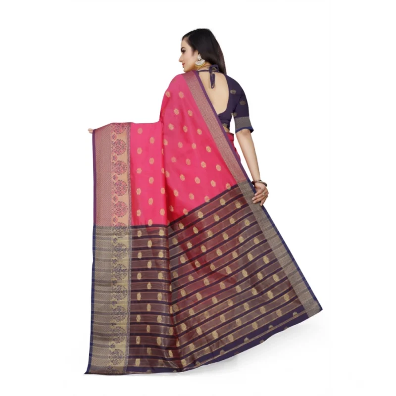 Generic Women's Jacquard Woven Saree With Unstitched Blouse 5.5Mtr (Multicolor) - Image 3