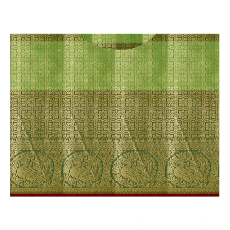 Generic Women's Jacquard Woven Saree With Unstitched Blouse 5.5Mtr (Green) - Image 2