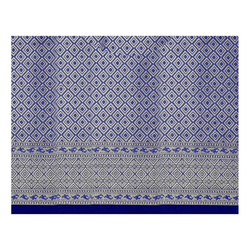 Generic Women's Jacquard Woven Saree With Unstitched Blouse 5.5Mtr (Green-Blue) - Image 2