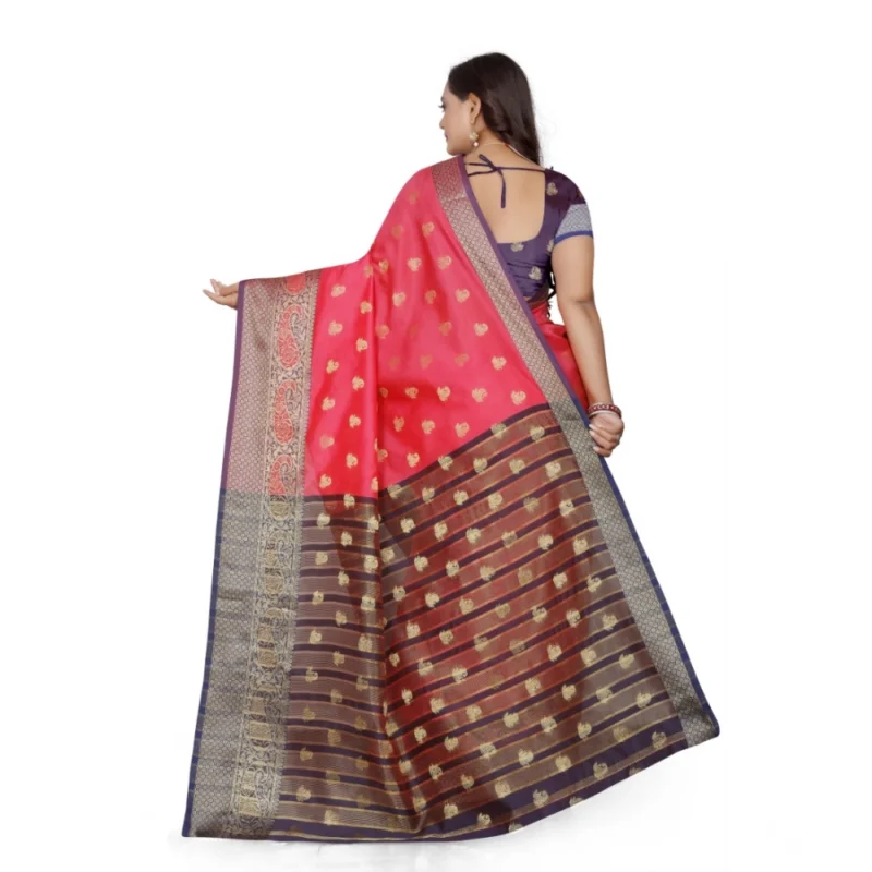 Generic Women's Jacquard Woven Saree With Unstitched Blouse 5.5Mtr (Multicolor) - Image 3