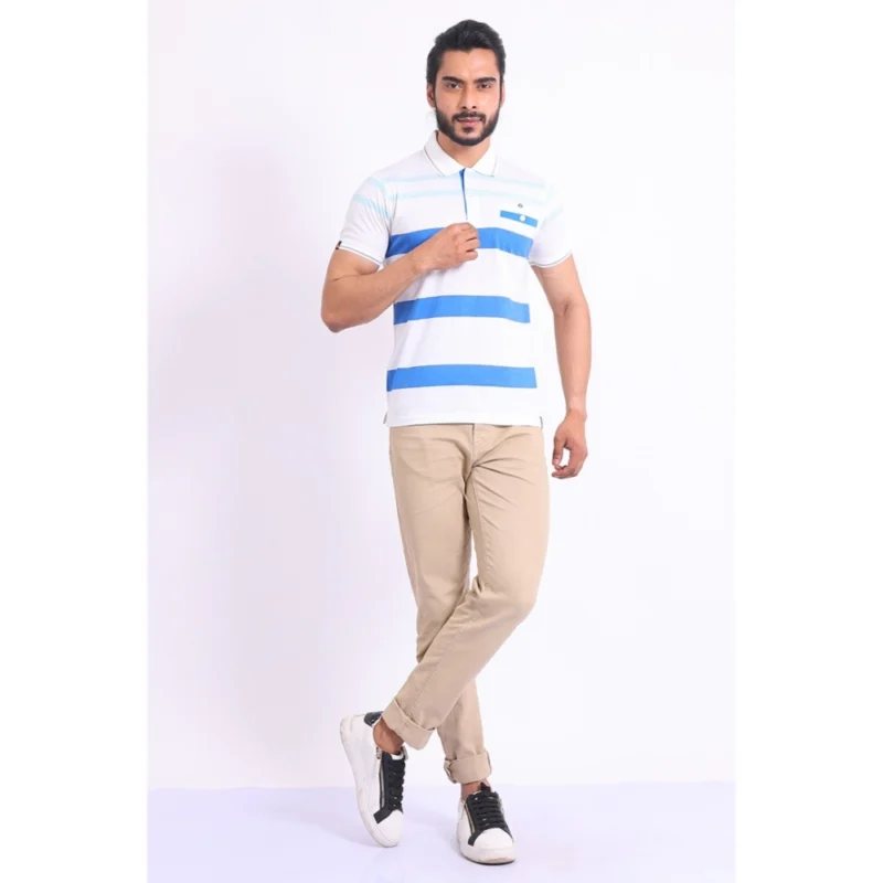 Generic Men's Casual Cotton Printed Polo Neck Half Sleeve T-Shirt (White) - Image 7
