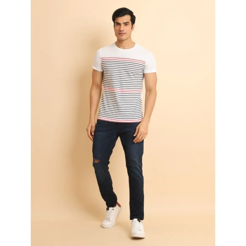 Generic Men's Casual Cotton Printed Round Neck Half Sleeve T-Shirt (White) - Image 7