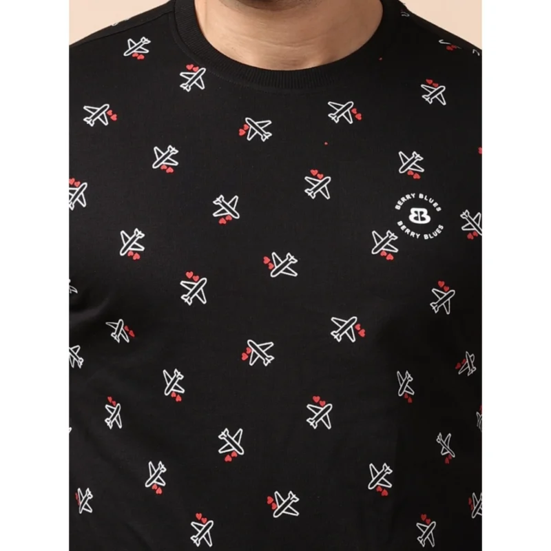 Generic Men's Casual Cotton Printed Round Neck Full Sleeve Sweat Shirt (Black) - Image 6