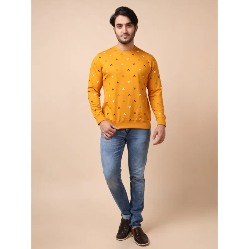 Generic Men's Casual Cotton Printed Round Neck Full Sleeve Sweat Shirt (Mustard) - Image 7