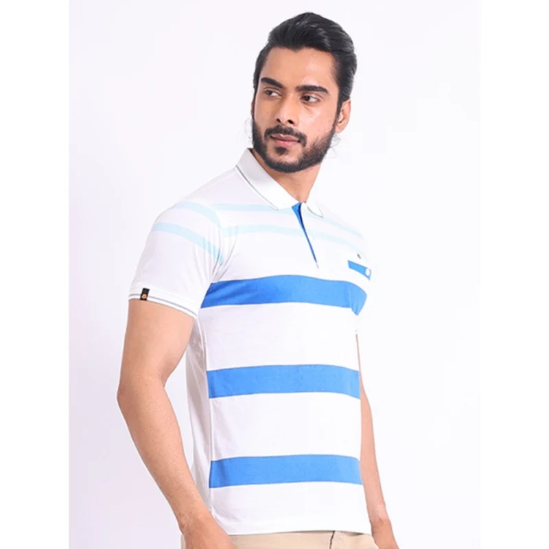 Generic Men's Casual Cotton Printed Polo Neck Half Sleeve T-Shirt (White) - Image 3