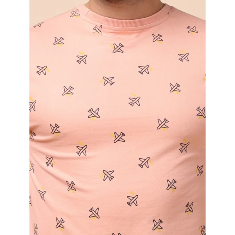 Generic Men's Casual Cotton Printed Round Neck Full Sleeve Sweat Shirt (Peach) - Image 6
