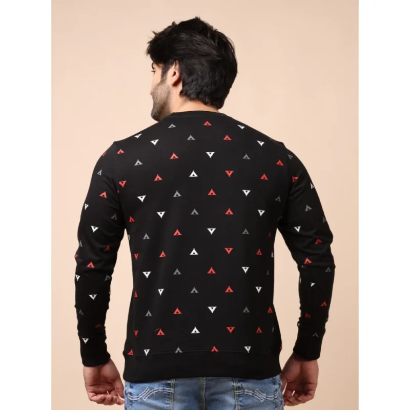 Generic Men's Casual Cotton Printed Round Neck Full Sleeve Sweat Shirt (Black) - Image 2