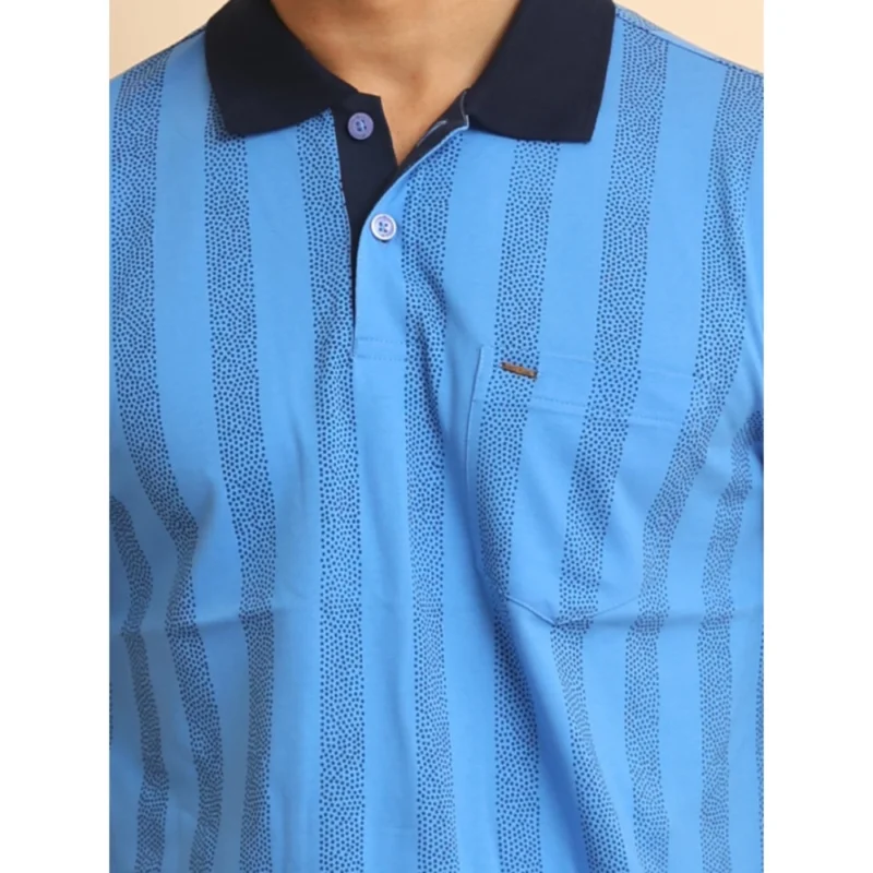 Generic Men's Casual Cotton Printed Polo Neck Half Sleeve T-Shirt (LightBlue) - Image 6