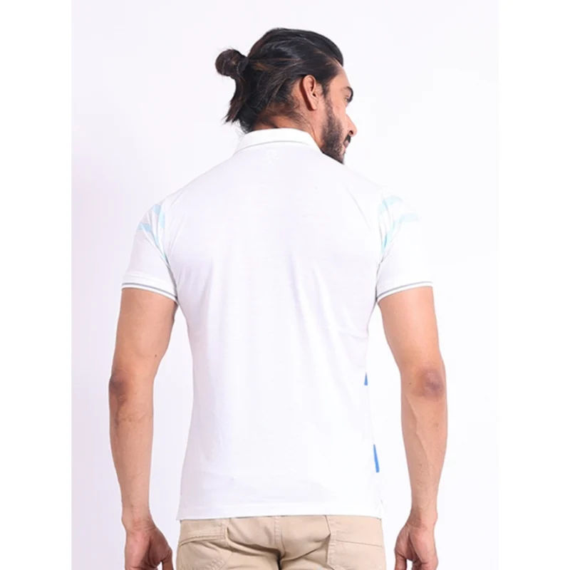 Generic Men's Casual Cotton Printed Polo Neck Half Sleeve T-Shirt (White) - Image 2