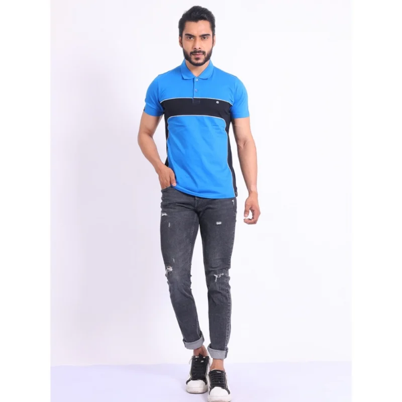 Generic Men's Casual Cotton Printed Polo Neck Half Sleeve T-Shirt (Inkblue) - Image 7