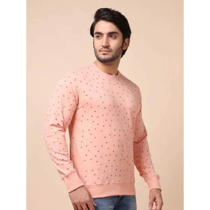 Generic Men's Casual Cotton Printed Round Neck Full Sleeve Sweat Shirt (Peach) - Image 4