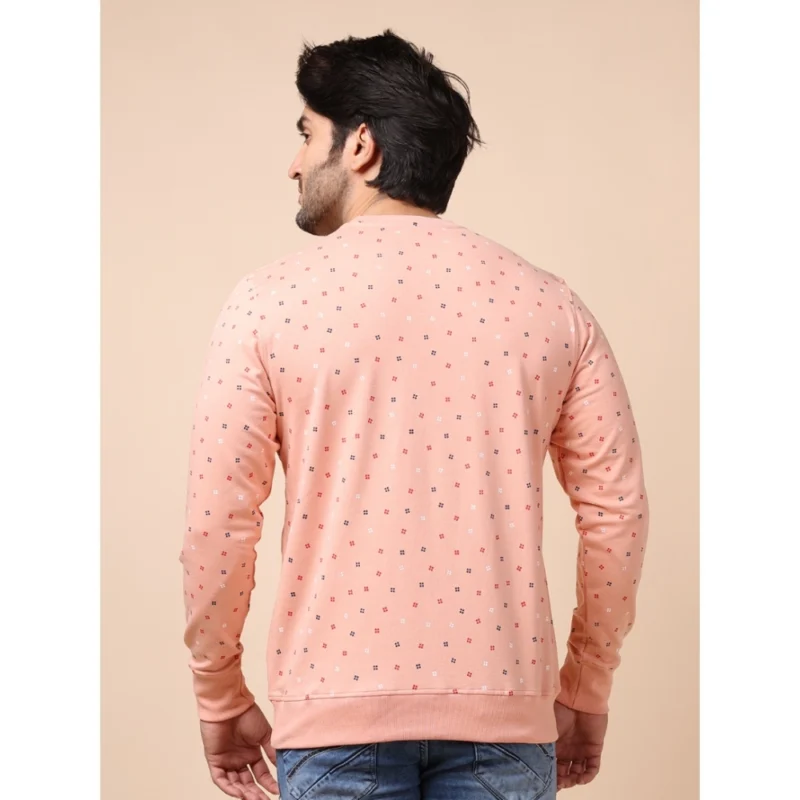Generic Men's Casual Cotton Printed Round Neck Full Sleeve Sweat Shirt (Peach) - Image 2