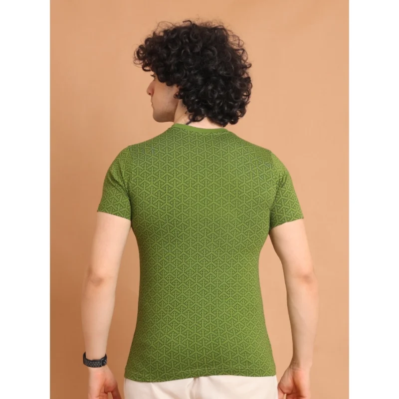 Generic Men's Casual Cotton Printed Round Neck Half Sleeve T-Shirt (Green) - Image 2