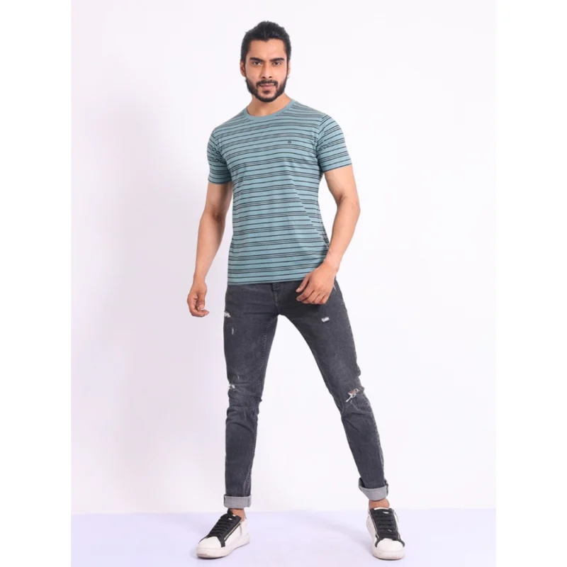 Generic Men's Casual Cotton Printed Round Neck Half Sleeve T-Shirt (Gery) - Image 7