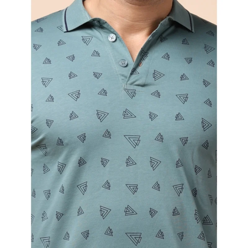 Generic Men's Casual Cotton Printed Polo Neck Half Sleeve T-Shirt (Grey) - Image 6
